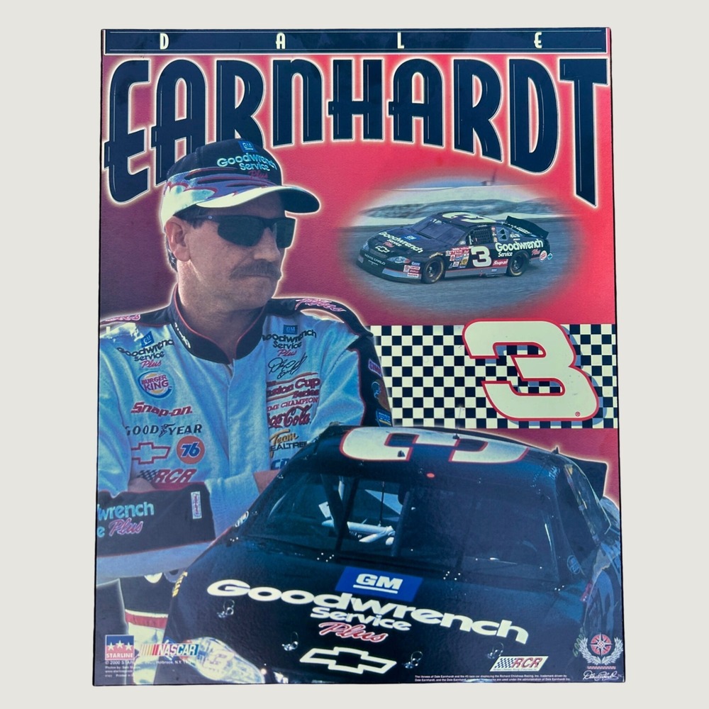 Starline Dale Earnhardt NASCAR Plaque Wood Vtg Y2K No. 3 Goodwrench wall art